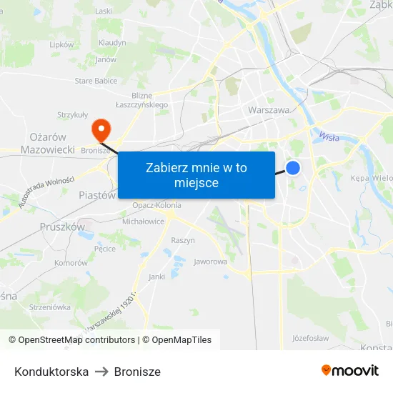 Konduktorska to Bronisze map