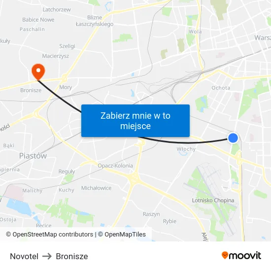 Novotel to Bronisze map