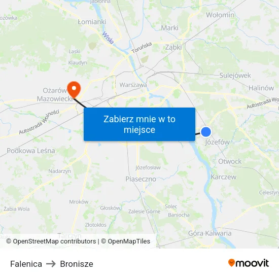 Falenica to Bronisze map