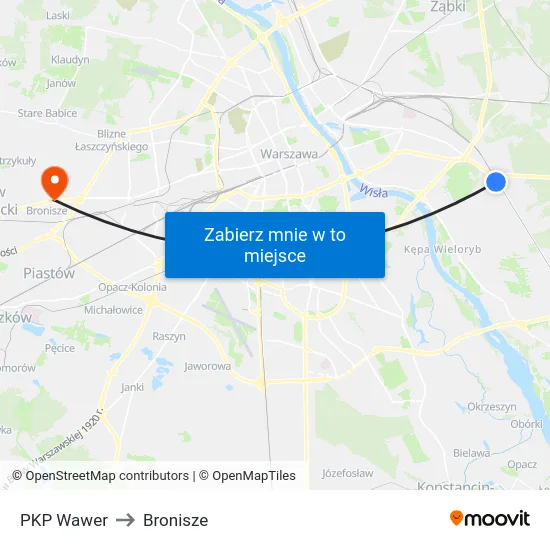 PKP Wawer to Bronisze map