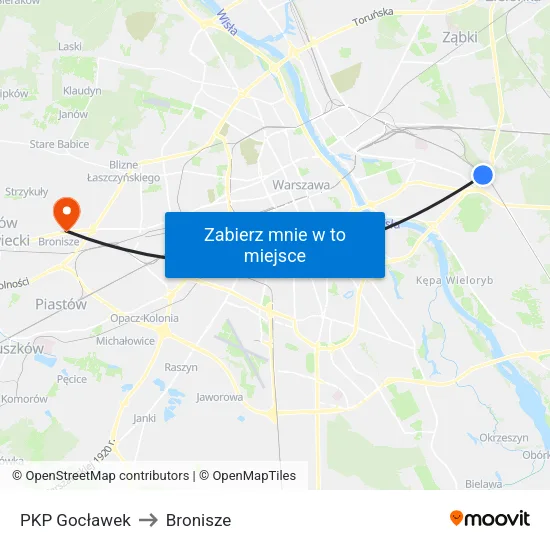 PKP Gocławek to Bronisze map