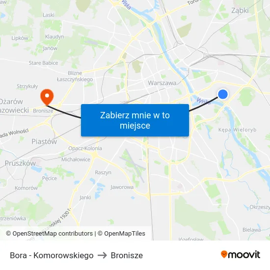 Bora - Komorowskiego to Bronisze map
