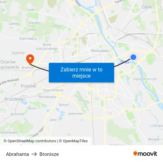 Abrahama to Bronisze map