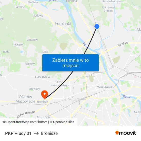 PKP Płudy to Bronisze map