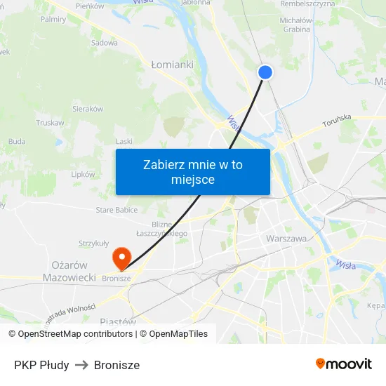 PKP Płudy to Bronisze map