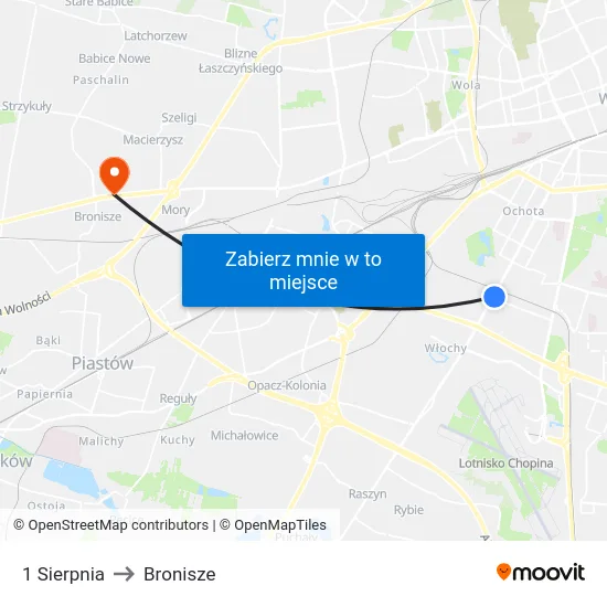 1 Sierpnia to Bronisze map