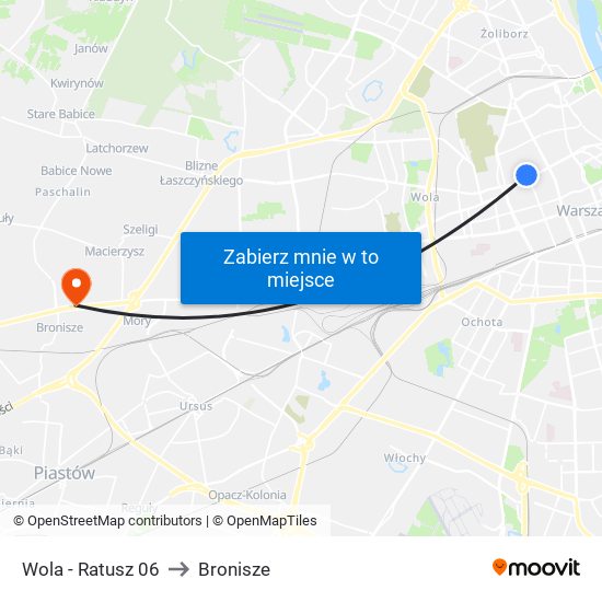 Wola - Ratusz 06 to Bronisze map