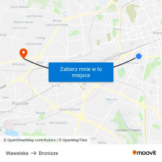 Wawelska to Bronisze map