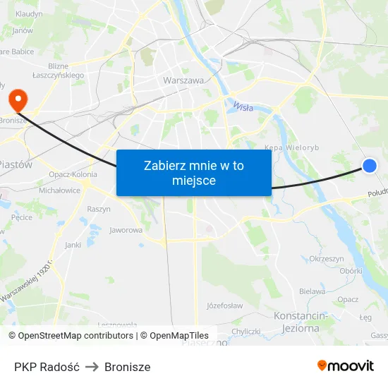 PKP Radość to Bronisze map