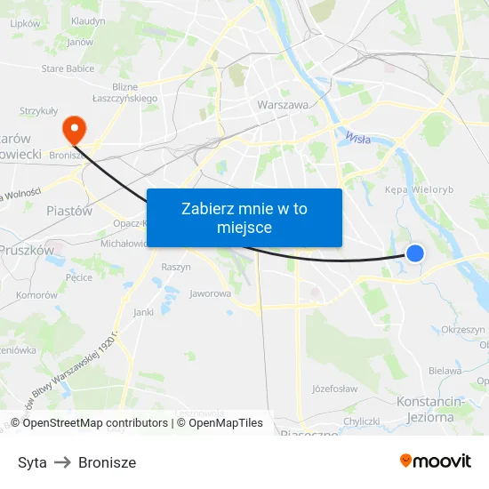 Syta to Bronisze map
