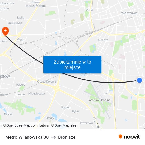 Metro Wilanowska 08 to Bronisze map