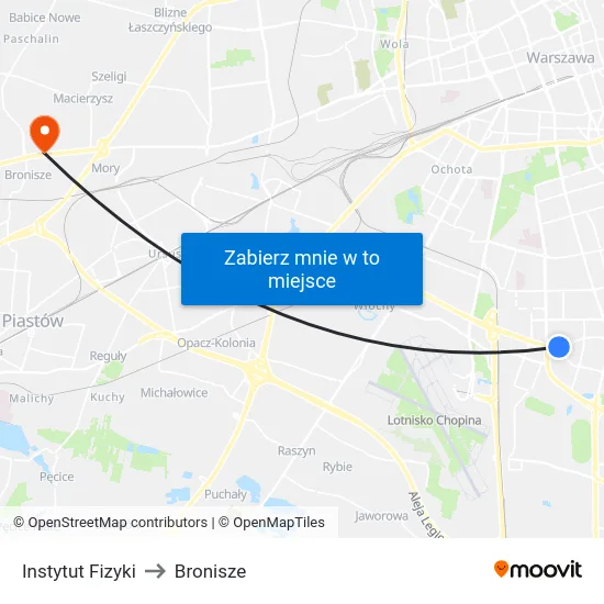 Instytut Fizyki to Bronisze map