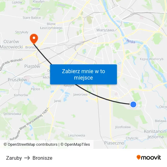 Zaruby to Bronisze map