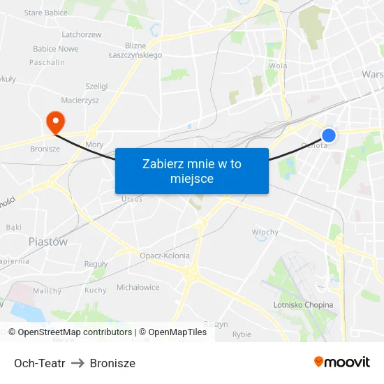 Och-Teatr to Bronisze map