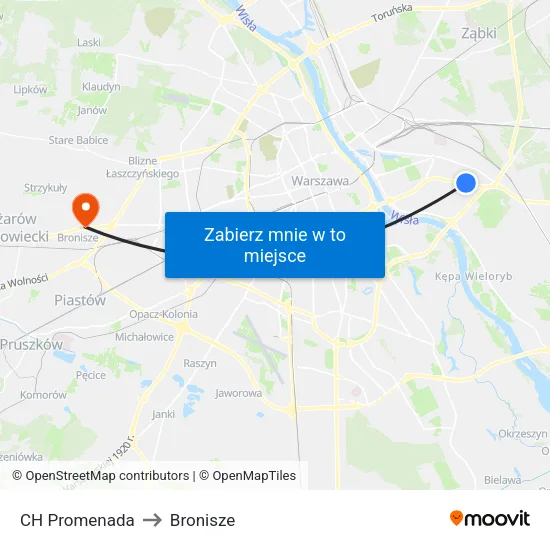 CH Promenada to Bronisze map