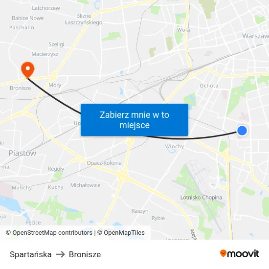 Spartańska to Bronisze map