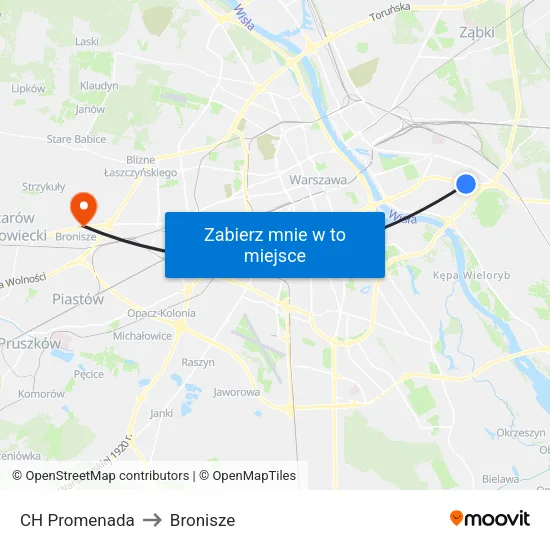 CH Promenada to Bronisze map