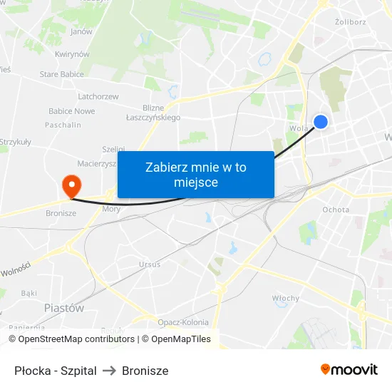 Płocka - Szpital to Bronisze map