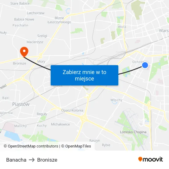 Banacha to Bronisze map
