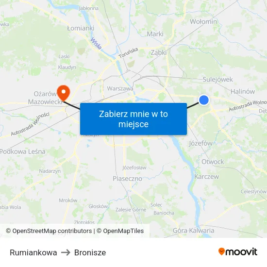Rumiankowa to Bronisze map