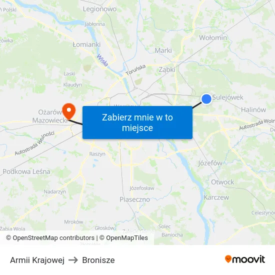 Armii Krajowej to Bronisze map