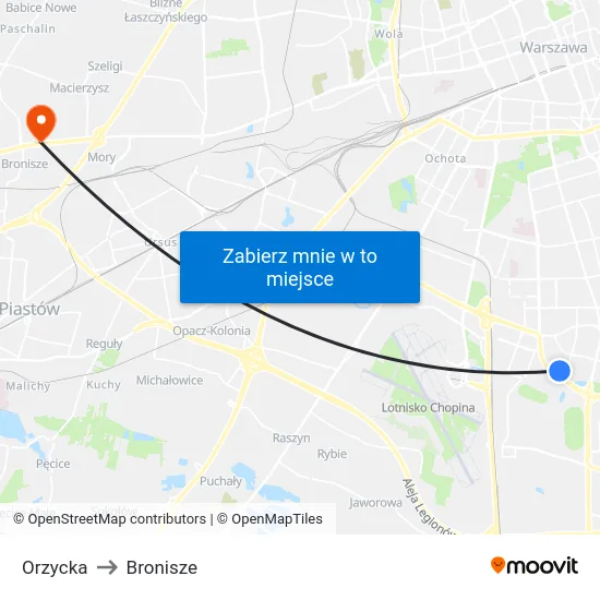 Orzycka to Bronisze map