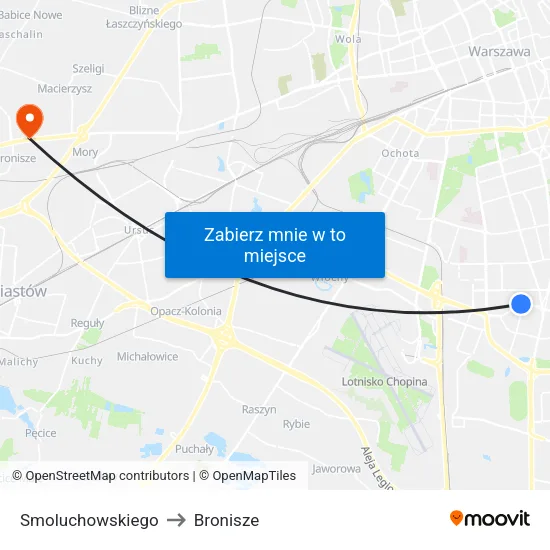 Smoluchowskiego to Bronisze map