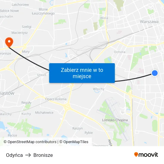 Odyńca to Bronisze map