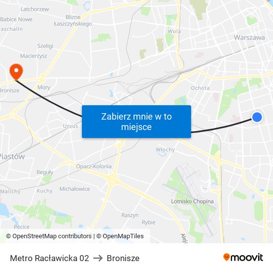 Metro Racławicka 02 to Bronisze map