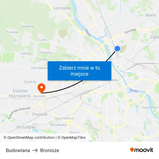Budowlana to Bronisze map