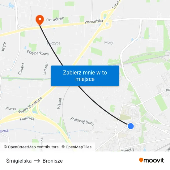 Śmigielska to Bronisze map