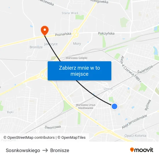 Sosnkowskiego to Bronisze map