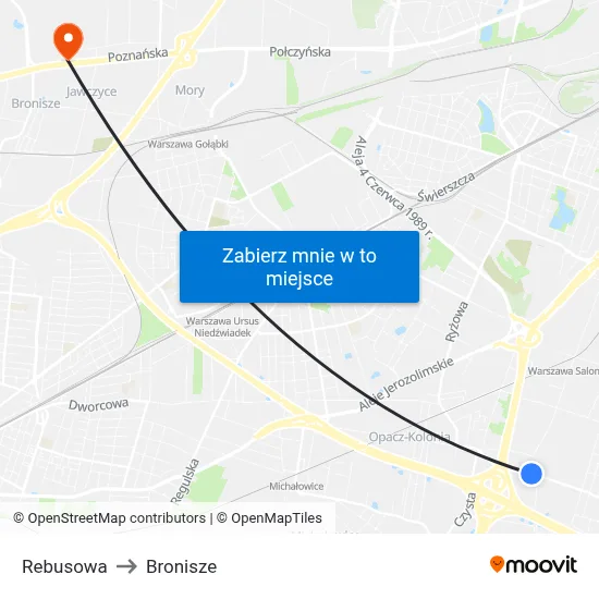 Rebusowa to Bronisze map
