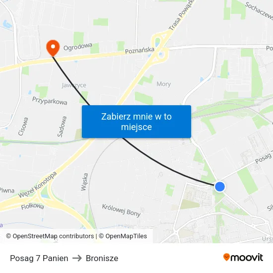 Posag 7 Panien to Bronisze map