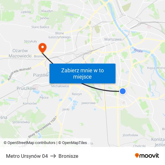 Metro Ursynów 04 to Bronisze map