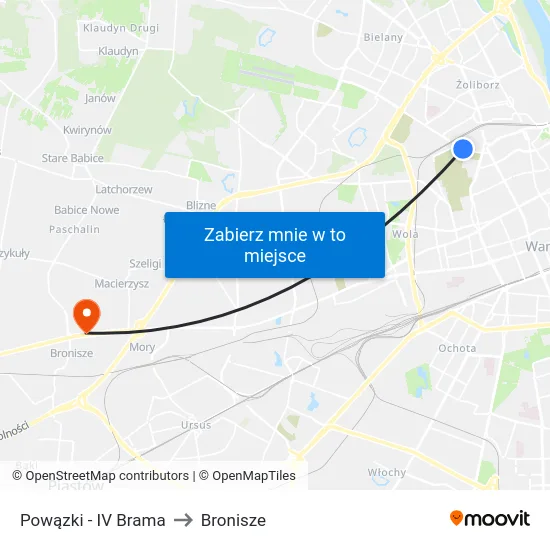 Powązki - IV Brama to Bronisze map