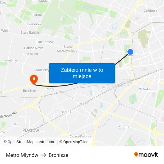 Metro Młynów to Bronisze map