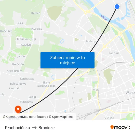 Płochocińska to Bronisze map