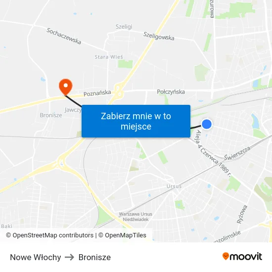 Nowe Włochy to Bronisze map