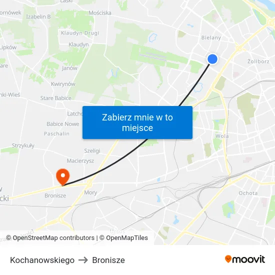 Kochanowskiego to Bronisze map