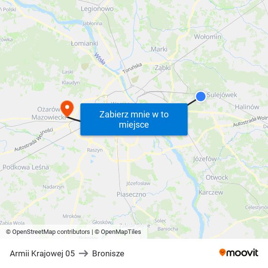 Armii Krajowej 05 to Bronisze map