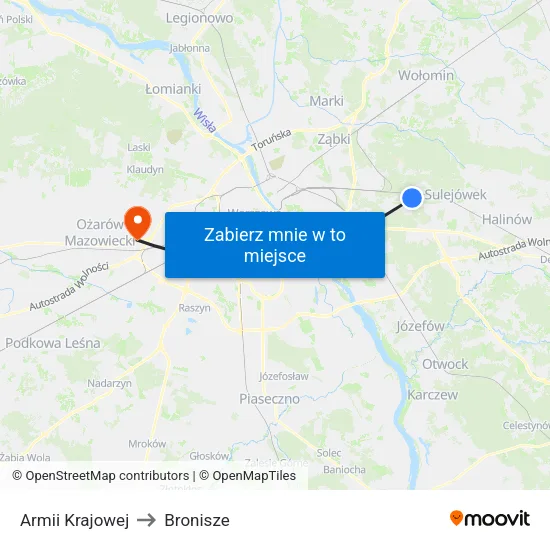 Armii Krajowej to Bronisze map