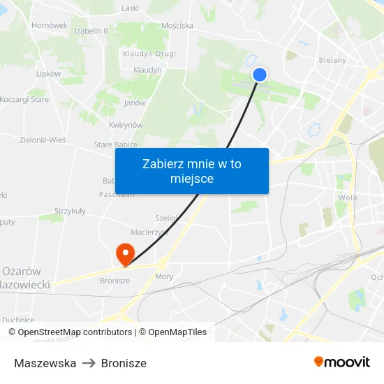 Maszewska to Bronisze map