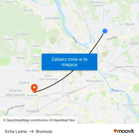 Echa Leśne to Bronisze map