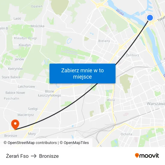 Żerań Fso to Bronisze map