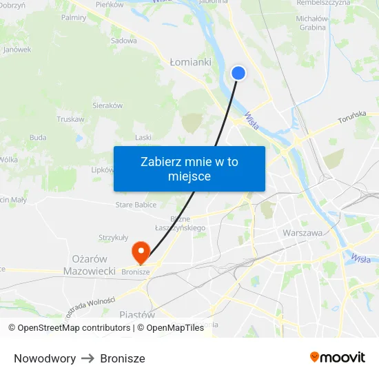 Nowodwory to Bronisze map