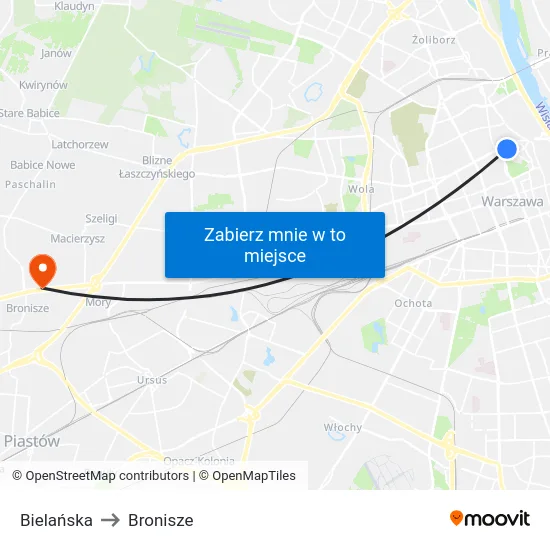 Bielańska to Bronisze map