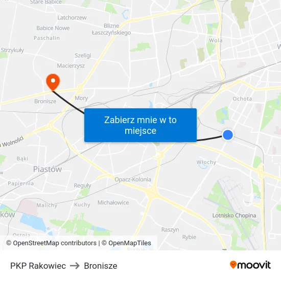 PKP Rakowiec to Bronisze map