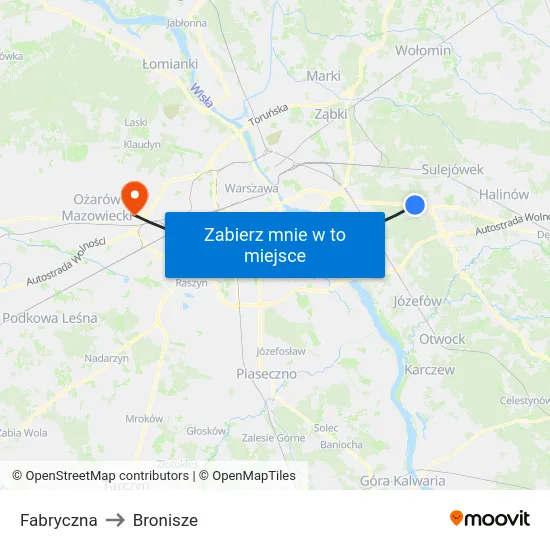 Fabryczna to Bronisze map