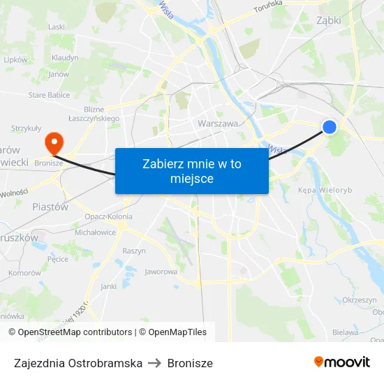 Zajezdnia Ostrobramska to Bronisze map